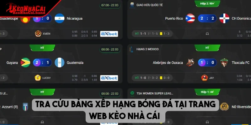 Tra cứu bảng xếp hạng bóng đá tại trang web kèo nhà cái